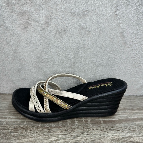 Skechers Shoes - Skechers Black and Gold Women's Sandals